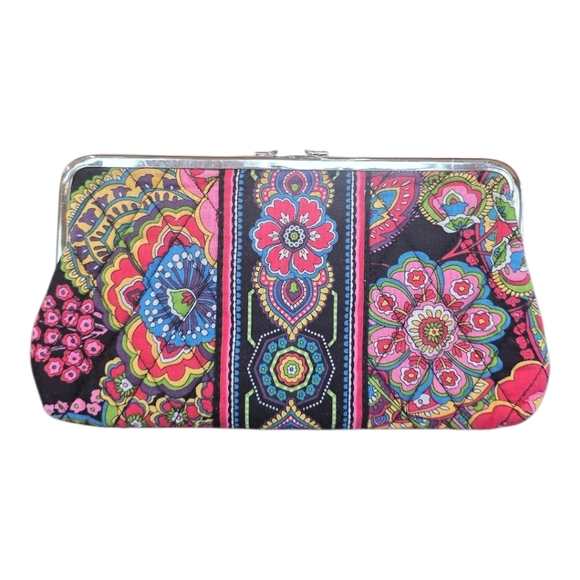 Vera Bradley Symphony In Hues Pattern Double Kisslock Clutch Wallet - Picture 2 of 8